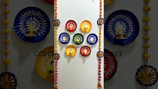 Diwali Decoration Ideas  Diya wall Decor diyastand paperplatecraft diwalidecor ytshorts shorts [upl. by Aseiram]