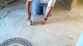 How To Install A Ceramic Tile Floor Medallion [upl. by Cardew]