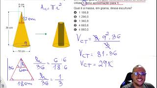 ENEM 20231 Matemática Um artista plástico esculpe uma escultura a partirde um bloco de madeira de l [upl. by Lancelot]