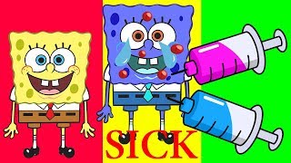 Nauka kolorów po angielsku z Spongebob kanciastoporty kolory po Angielsku dla dzieci zastrzyki [upl. by Brazee70]