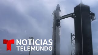 Así fue el despegue histórico del cohete quotFalcon 9quot  Noticias Telemundo [upl. by Kucik]