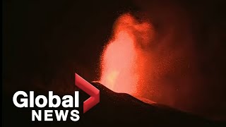 La Palma volcano eruption continues on Canary Island  FULL [upl. by Ynnavoig]