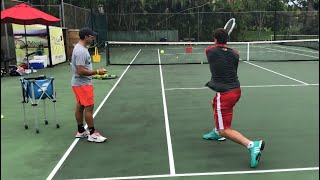 Tennis training Coach Dabul with Federico Gomez D1 college player Nadal Federer Murray drills [upl. by Odilo]