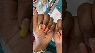 “Stunning MultiColor Nails Tutorial Yellow Red amp Pink on Long Nails 910 Rating” [upl. by Oam]