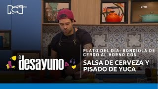 El Desayuno  Bondiola de cerdo al horno con salsa de cerveza y pisado de yuca [upl. by Arata]