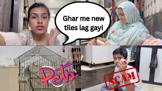 Ghar me new tiles lag gayi😍 Fahad is a CHEATER  kainatsvlog [upl. by Eoin]