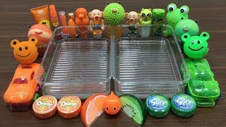 Mixing Random Things Into Clear Slime  Orange Vs Green Special Series Part 11 Satisfying Slime [upl. by Esinej682]