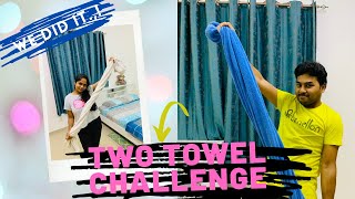 TOWEL CHALLENGEwe did itIMPOSSIBLE STUPID towel challenge [upl. by Novia]