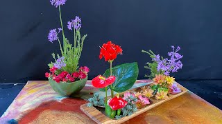 FLOWER ARRANGEMENT IDEAS 405 Red Geranium and Anthurium Mixed with Purple Flowers [upl. by Dnaloy]