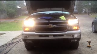 Instaling 4 HI relay kit on 2007 Chevy Silverado to keep low beams on when high beams are on [upl. by Kevon544]