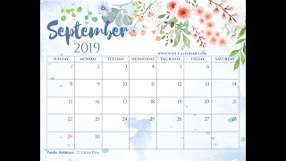 Blank September 2019 Calendar Printable [upl. by Crawford116]