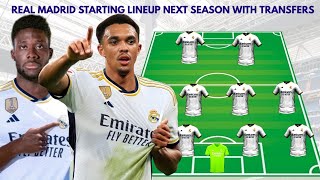 REAL MADRID POTENTIAL STARTING LINEUP WITH TRANSFERS  CONFIRMED TRANSFERS SUMMER 2024 FT MBAPPÈ [upl. by Garvin]