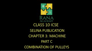 CLASS 10  ICSE  PHYSICS  LECTURE 13  SELINA PUBLICATION  MACHINES  COMBINATION OF PULLEYS [upl. by Aekan]