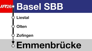 SOB Ansagen • IR26 • Basel SBB – Emmenbrücke Bauarbeiten Spätverbindung [upl. by Yrekaz]