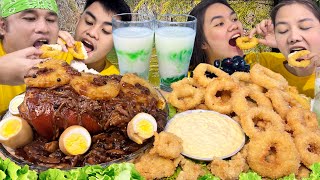 PININYAHANG PAKSIW PORK PATA W SHIITAKE MUSHROOMS EGG amp CRISPY CALAMARES PINOY MUKBANG EATING SHOW [upl. by Nadual]