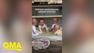 1yearold quadruplets already know exactly what to do to make each other laugh [upl. by Ottinger813]