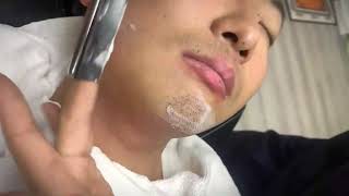 ASMR Rare Razor ShaveShave off the vellus hair and cuticles on a male customers face [upl. by Iveel473]