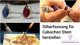 Tutorial  Silberfassung für Cabochon Stein herstellen [upl. by Alene69]