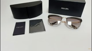 Prada Sunglasses Model SPR12U ColorKUI0A7 Sand GoldGreyGrey Gradient Lenses [upl. by Llerrah]