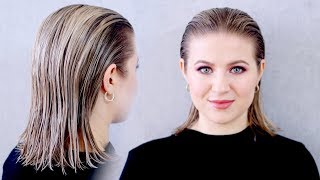 How To Achieve the quotWetquot Slicked Back Hairstyle SUPER EASY [upl. by Nnaed]