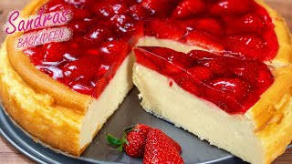 Käsekuchen mit Erdbeeren  klassischer Käsekuchen ohne Boden [upl. by Mcgrath]