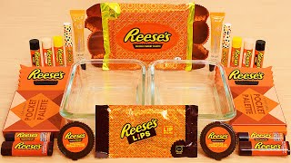 Reeses Peanut Butter Slime ASMR  Mixing Makeup Eyeshadow Into Slime [upl. by Max706]