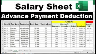 salary sheet in excel with formula  salary sheet sample [upl. by Coucher26]