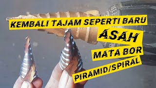 3 cara mengasah mempertajam mata bor piramidspiral pemula pasti bisa [upl. by Neils]