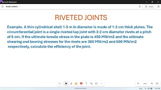 Riveted Joints 06 Design of riveted joints Numerical Problem [upl. by Wennerholn770]