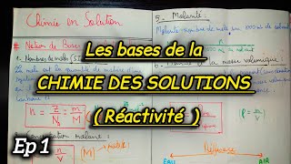 Chimie des solutions ✅️  Introduction et Notions de bases des solutions et équation chimiques 🔥 [upl. by Velma]