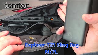 tomtoc ExplorerT21 Sling Bag M7L  Unboxing and testing [upl. by Mont]