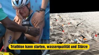 Olympischen Spiele 2024 Paris Triathlon kann starten wasserqualität besser Stürze beim Radfahren [upl. by Ennayk]