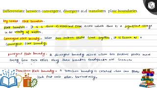 Differentiate between convergent divergent aid transform plate boundaries [upl. by Llertal]