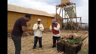 Ancient Technology of Uros Floating Islands Eat Totora Grass  Peruvian Tribes greet Namaste [upl. by Saunder]