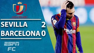 Sevilla beat Lionel Messi and Barcelona in Copa del Rey semifinal first leg  ESPN FC Highlights [upl. by Ozzie]