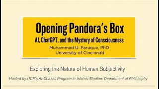 AI ChatGPT and the Mystery of Consciousness  a lecture by Dr Muhammad Faruque [upl. by Notsae684]