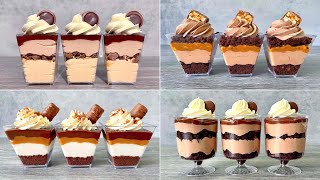 Toffifee Snickers Twix and Nutella dessert cups 4 easy no bake dessert recipes [upl. by Yadsendew]