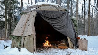 Solo Wigwam Camp with Wool Blanket and Minimal Gear [upl. by Rodrich526]