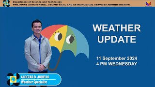 Public Weather Forecast issued at 4PM  September 11 2024  Wednesday [upl. by Geerts70]