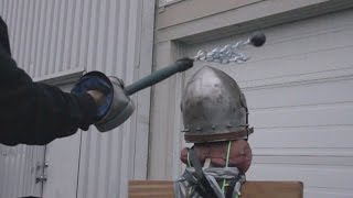 Helmet Tests Part 5  Bascinet vs Axe Mace Hammer Flail plus Poleaxe Fail [upl. by Calisa]