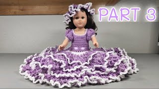 Lacey Bed Doll Dress P3Crochet Bed Doll Dress for 18 inch DollBeautiful Crochet Doll Dress [upl. by Bergman340]