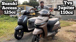 Suzuki Access 125cc vs Tvs Jupiter 110cc  Detail Comparison In Hindi 🥳 [upl. by Gretel]