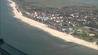 Inselrundflug mit Seitenwindlandung Wangerooge in Full HD [upl. by Onairam]