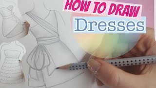 How to draw dresses EASY  Kleider malen  Foxy Draws [upl. by Claudelle287]