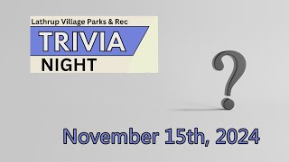 City of Lathrup Village Trivia Night November 15 2024 [upl. by Pietra]