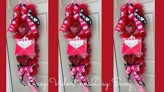 EASY VALENTINE’S DAY YARDSTICK DOOR SWAG ❤️CENTERPIECE ❤️GARLAND ❤️ WREATH DIY❤️HIGH END DECOR [upl. by Stroup815]