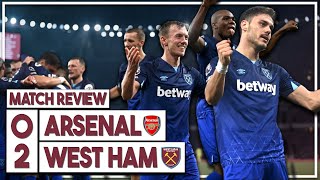 Arsenal 02 West Ham highlights discussed  Soucek amp Mavropanos goals as Moyes masterclass wins [upl. by Netsrek]