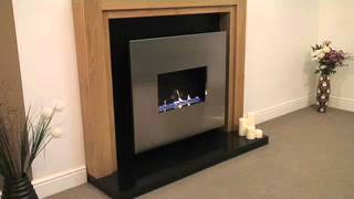 Corona  Traditional Flueless Gas Fire in Oak featuring open flame flueless burner [upl. by Mikal]