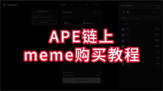 APE爆拉，meme出圈，手把手教学如何购买APE链上meme，买到属于你的百倍币 [upl. by Eirbua]