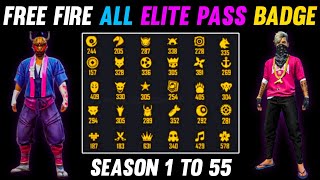 FREE FIRE ALL ELITE PASS BADGE  SEASON 1 TO 53 ALL ELITE PASS BADGE  FREE FIRE ELITE PASS BADGE [upl. by Fitalludba]